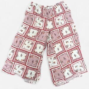 Carly Jean Los Angeles wide leg, patchwork-style floral pull on pants; Size L